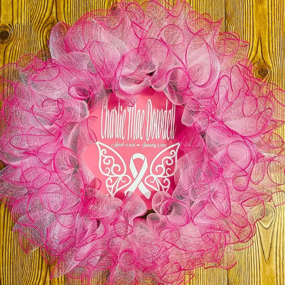 Pink Memorial Wreath Wall Decor